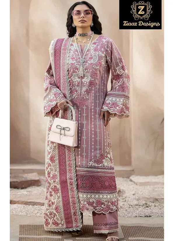 HR By Ziaaz 577 Cotton Embroidered Pakistani Designer Dress Material Wholesale Market